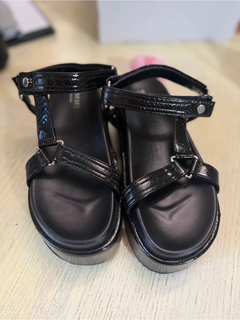 Women's Black Platform Sandal with Ankle Strap